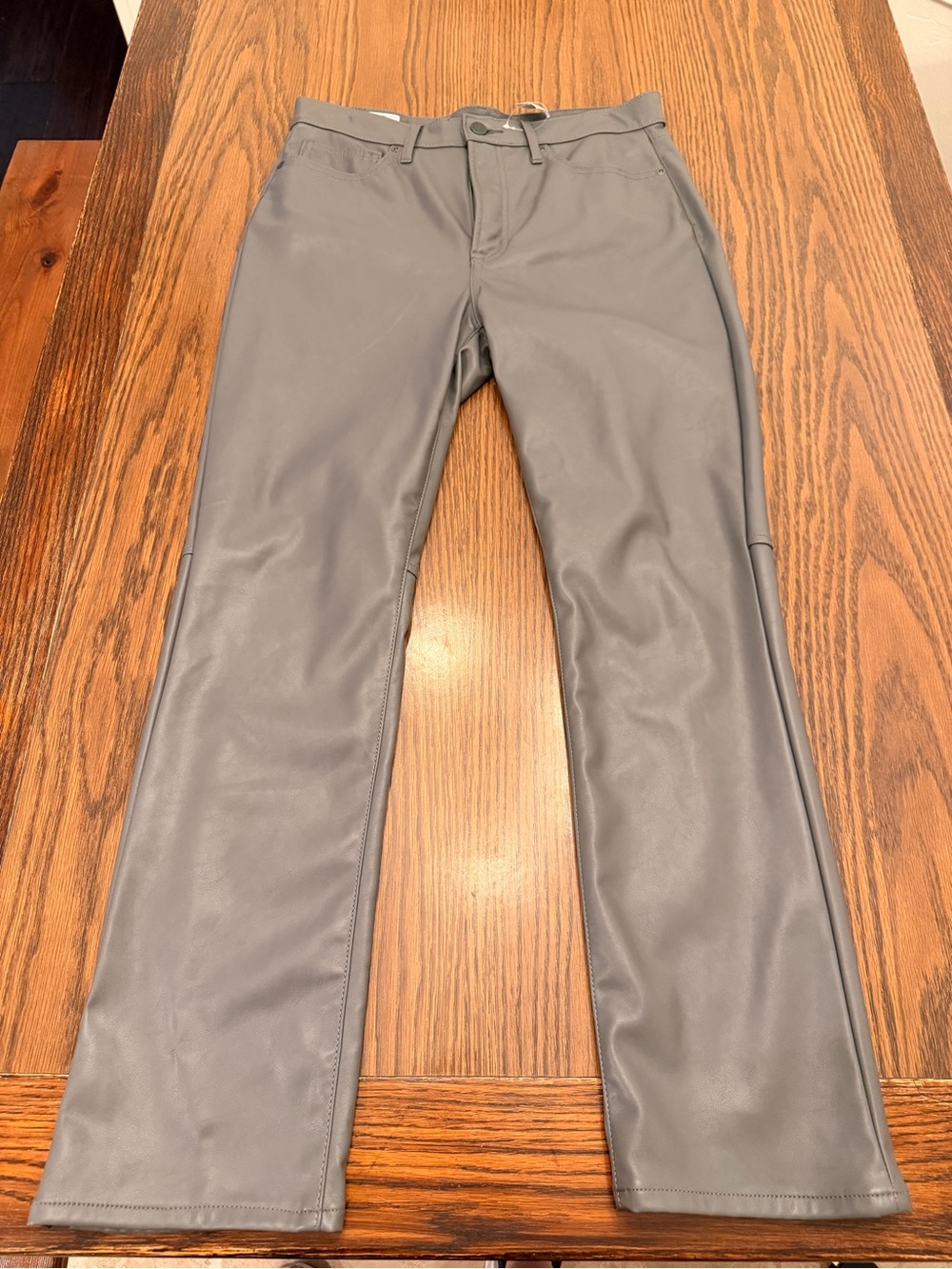 High Rise Vegan Leather Vintage Slim Pants from Gap.sleek grey